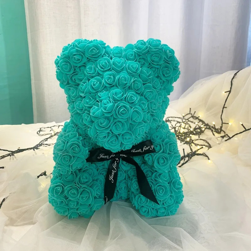 1pcs 25cm Rose Bear Artificial Foam Rose Flower Teddy Bear Valentines Day Gift B