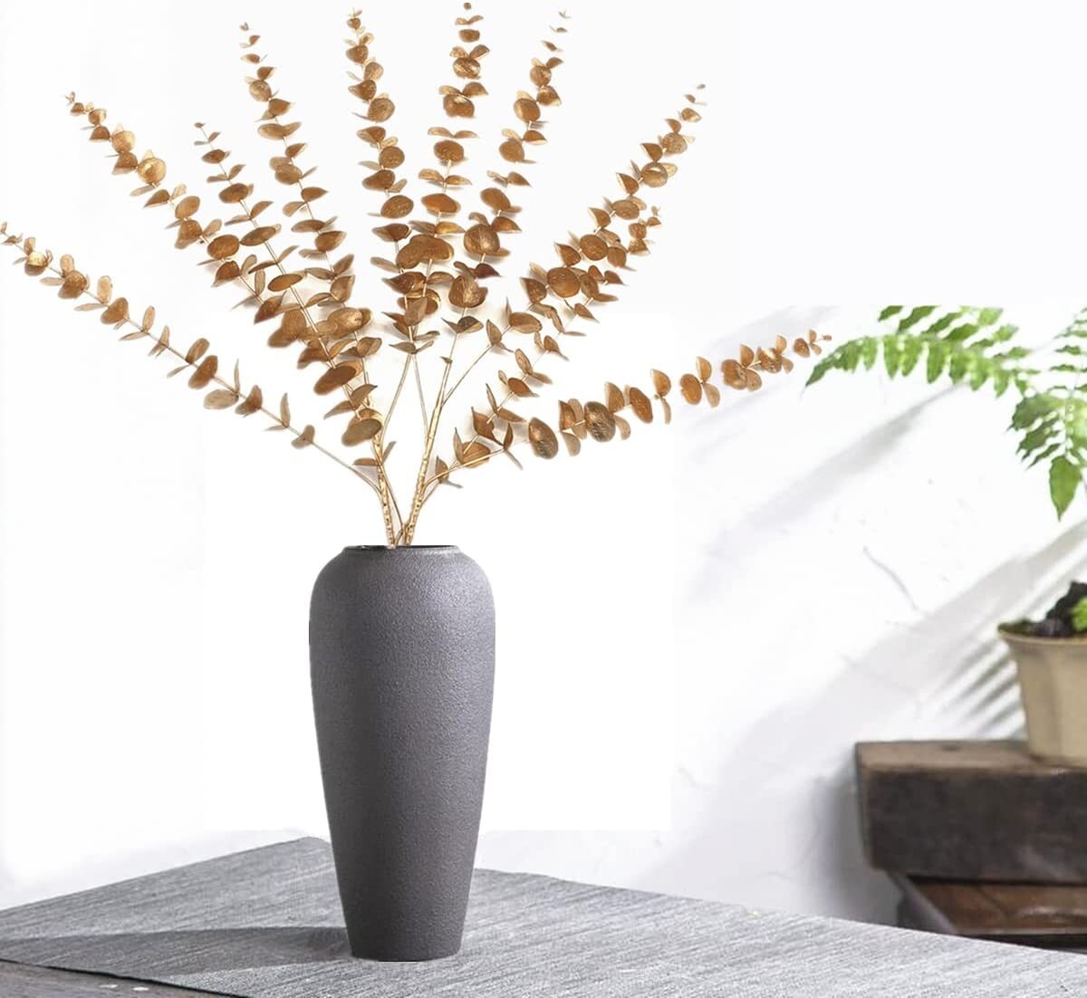 CATTREE Artificial Eucalyptus Gold Plants Christmas Decorations 30″ Tall Golden