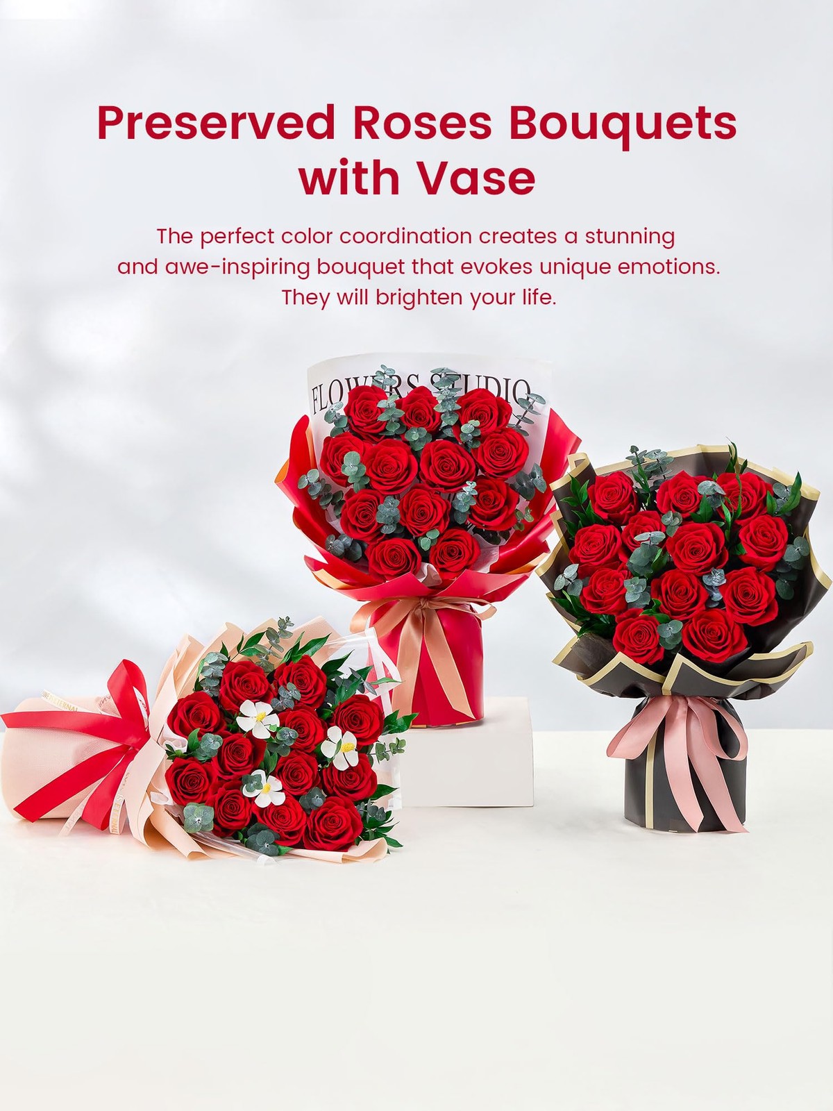 12 Red Preserved Roses Bouquet Flower Bouquet with Led Lights Gift for Women …