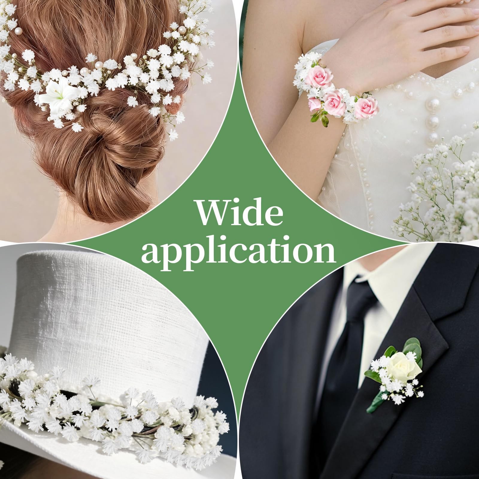 15 Pcs White Baby Breath Artificial Flowers Real Touch Faux Gypsophila Bouquet