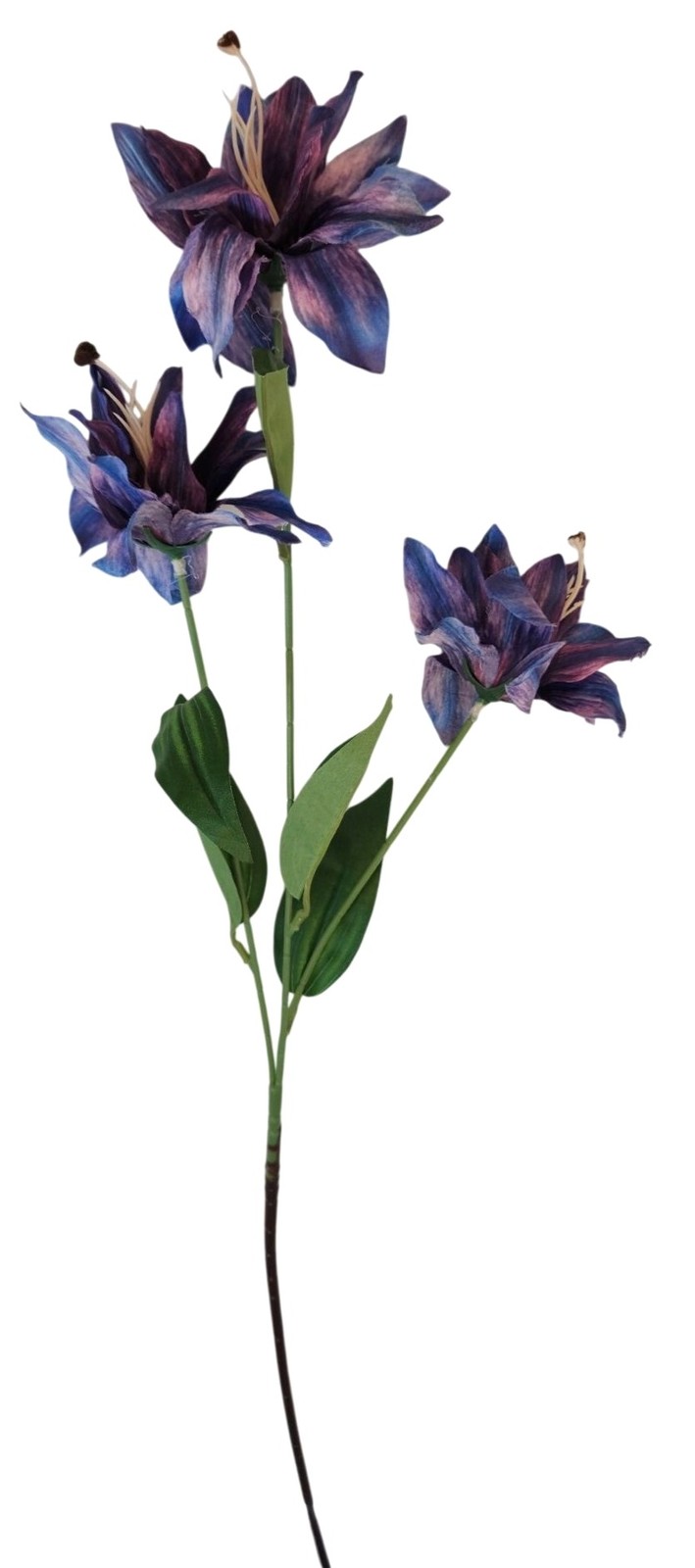 Luxury Artificial Tiger Lily Stem 34 Inch | Purple Blue Faux Lily | Designer Art