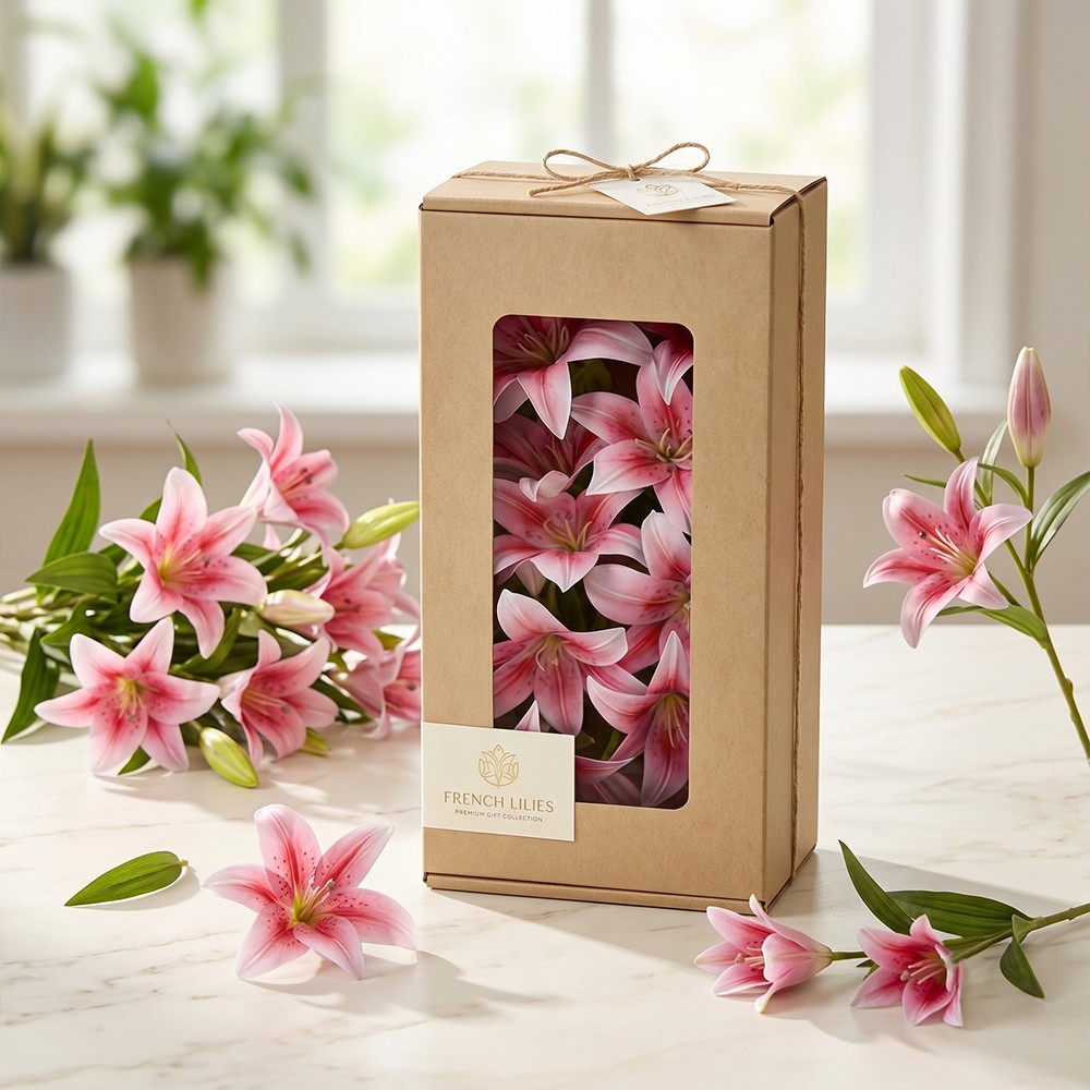 6PCS Artificial Lilies Set with 12 Heads Fully Bloomed Lilies 6 Buds Short Stem