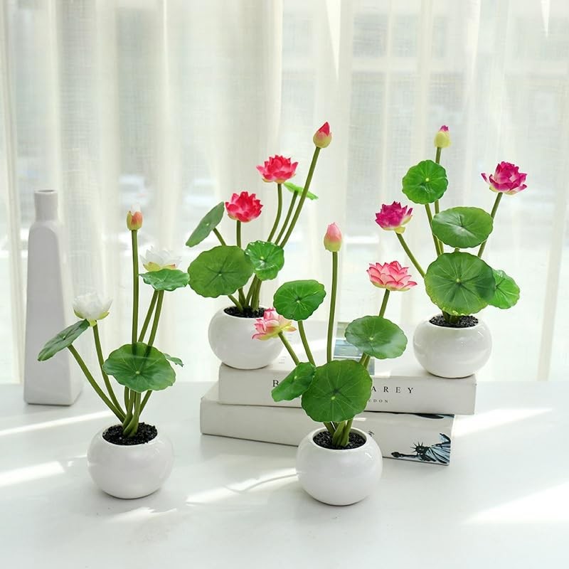6 Pcs Water Lily Artificial Flower,10″ Silk Plants Floating Flowers,Plastic F…