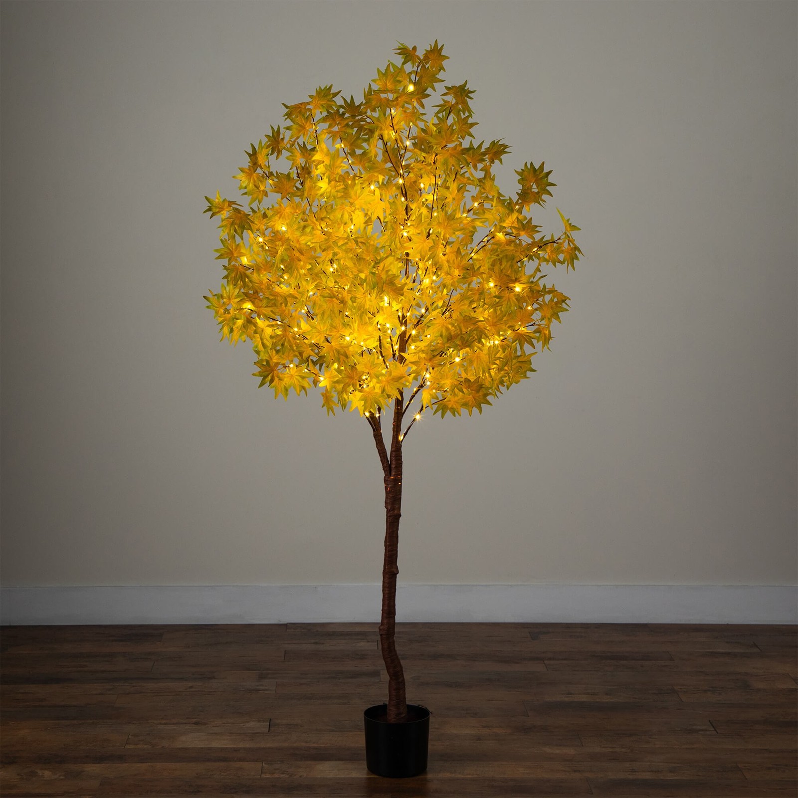 Nearly Natural 6ft Pre-Lit Yellow Autumn Maple Fall Tree w/ 350 Warm White LED
