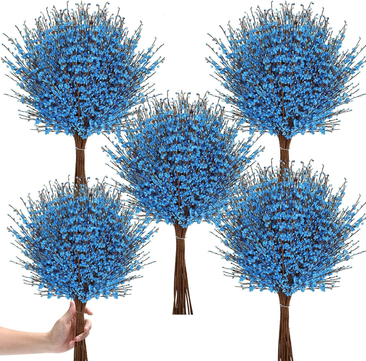 Lyrow 30 Pcs Winter Jasmine Flowers 29.5 Long Artificial Jasmine Flowers Blue