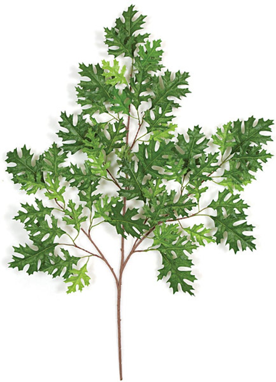 Artificial 38″ Inch Pin Oak Branch Green Silk Faux Fabric Leaves SINGLE OR BULK
