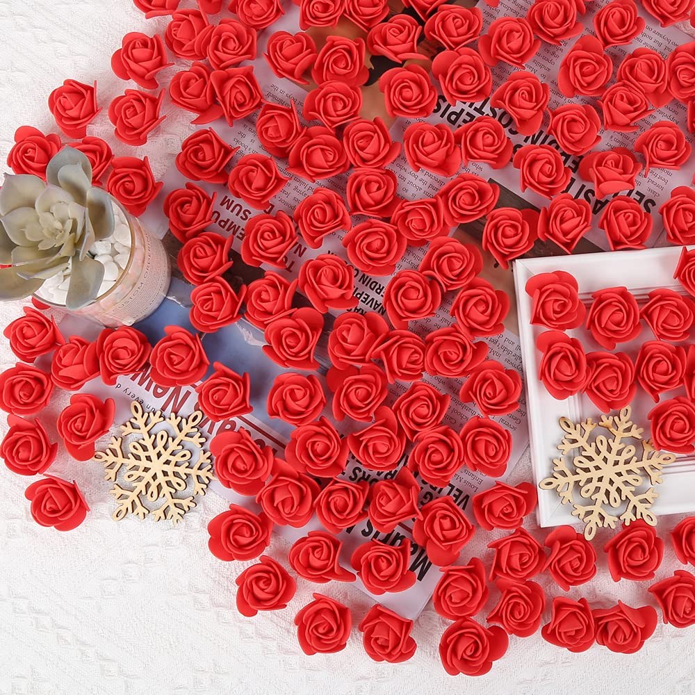 500 PCS Red Mini Foam Rose Heads Bulk Fake Flower DIY Crafts Wedding Bouquets