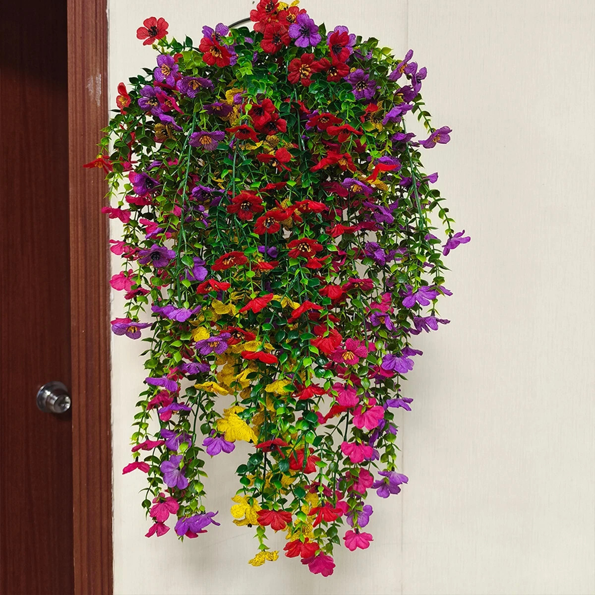 4 Pcs Artificial Hanging Flowers UV Resistant Outdoor Garden Silk Plants