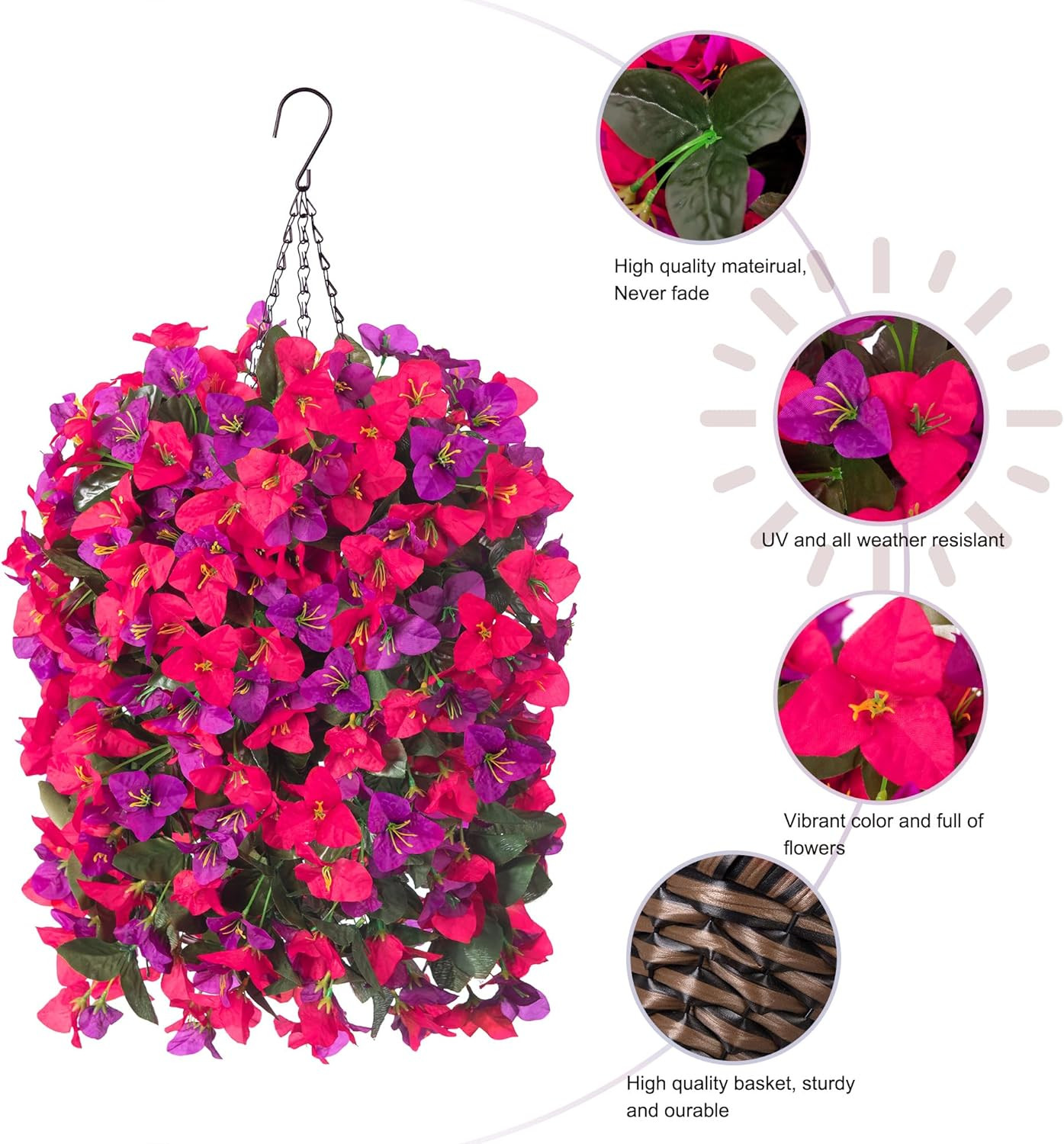 UV Resistant Faux Bougainvillea Plants – 3PCS Silk Flowers for Outdoor Decor