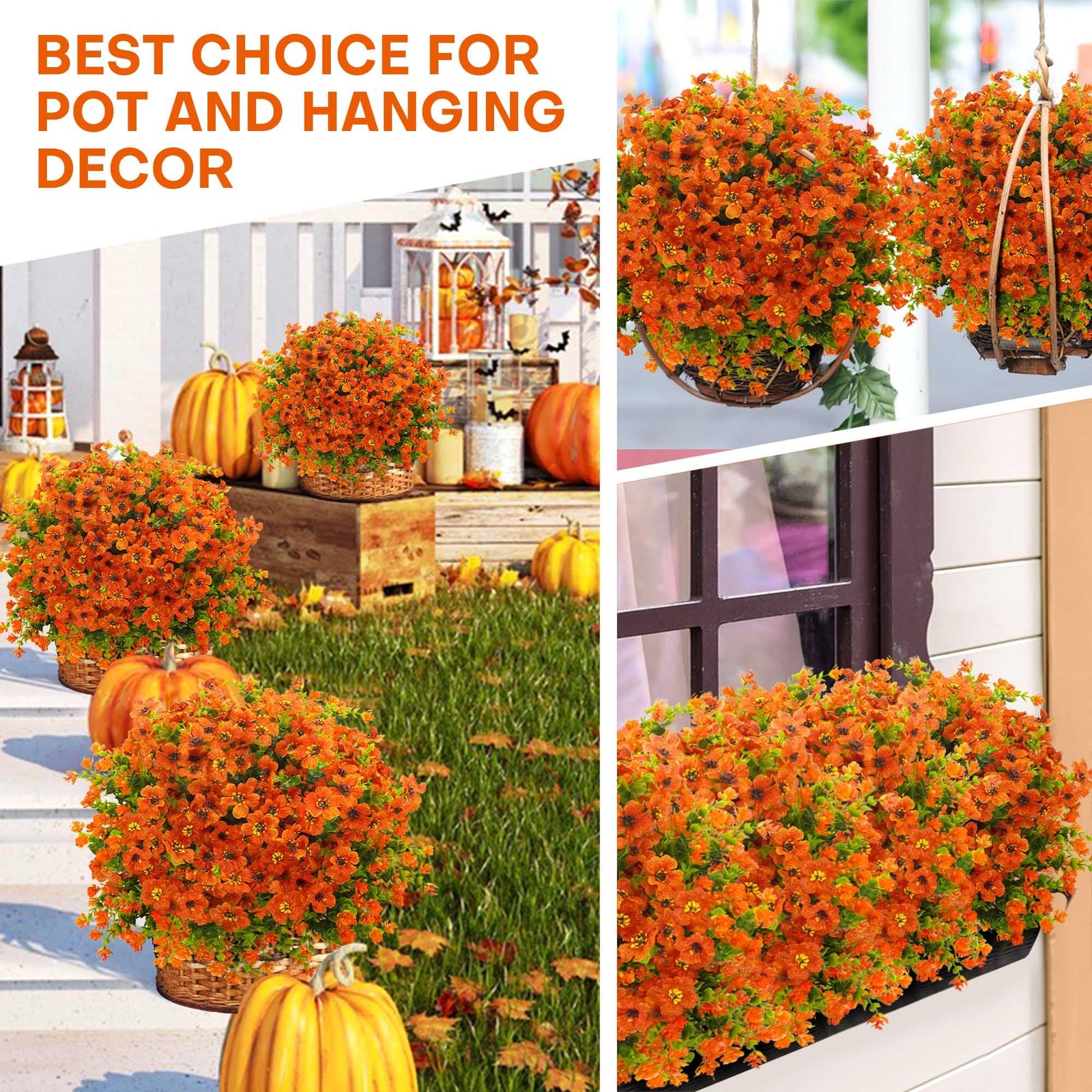 16 Bundles Artificial Mums for Outdoors Garden Home Decoration Fake Mums Deco…