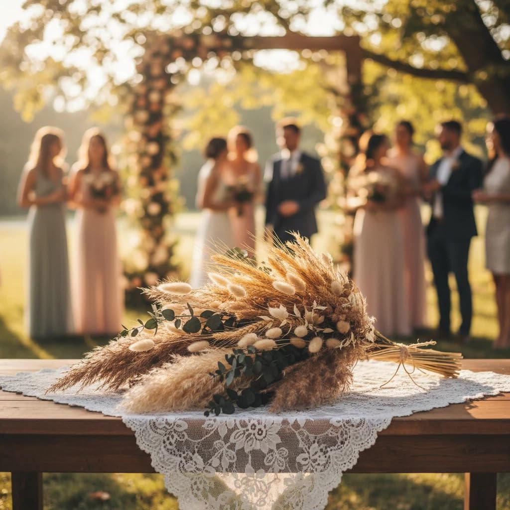 350PCS Dried Pampas Grass Bouquet Set – Dried Eucalyptus, Brown Pampas Grass & W