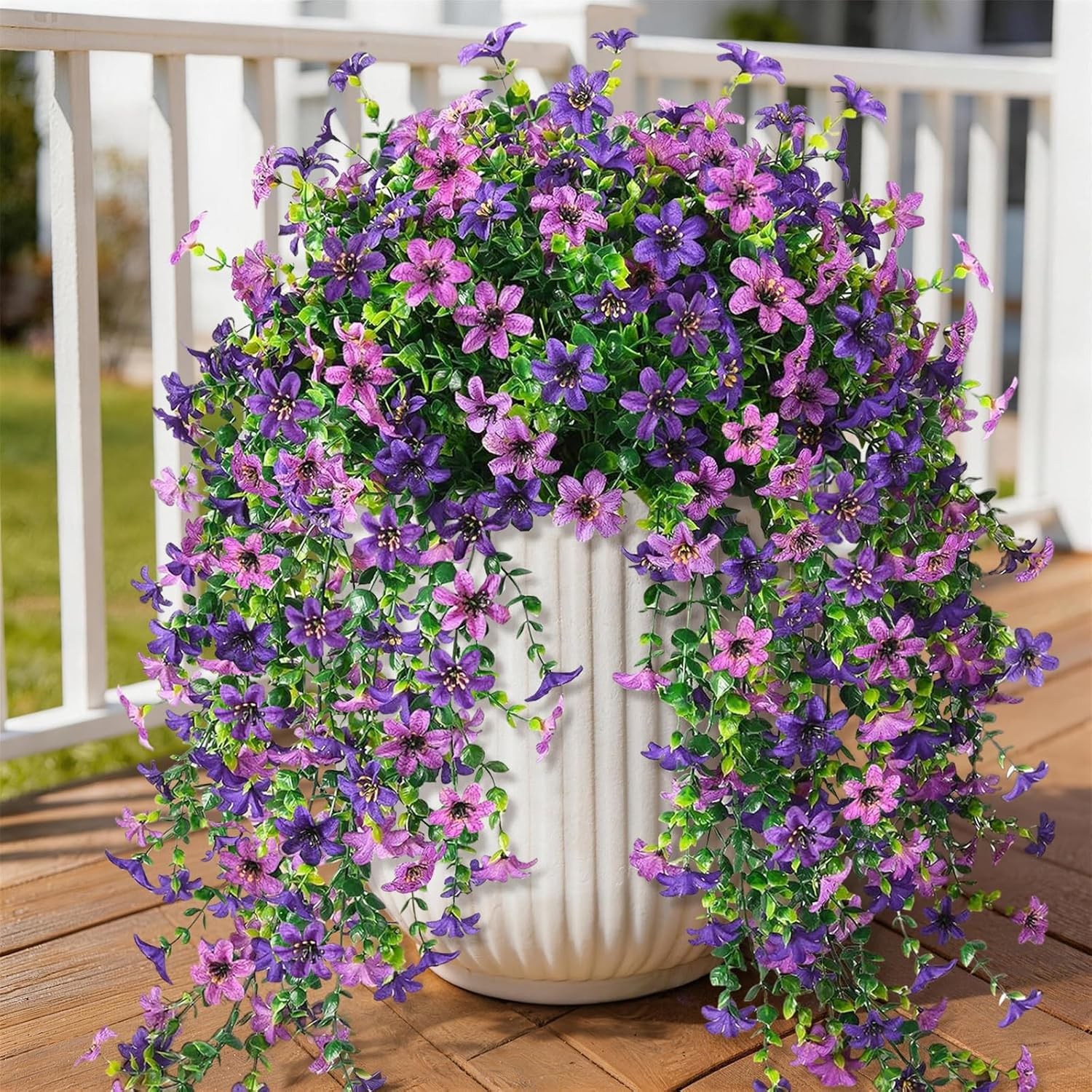 2/4 PACK Artificial Hanging Flowers for Outdoors Faux Plants, Artificial Flowers