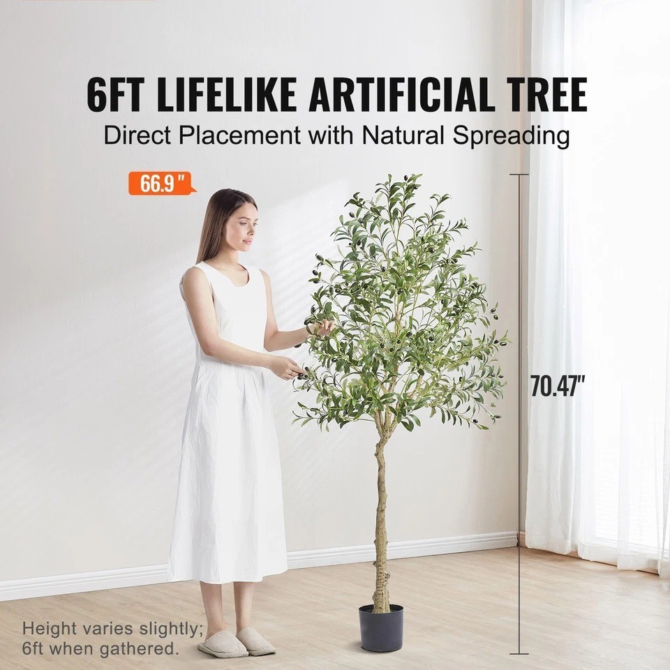 6 FT Artificial Olive Tree with Realistic Green Foliage and Natural Look