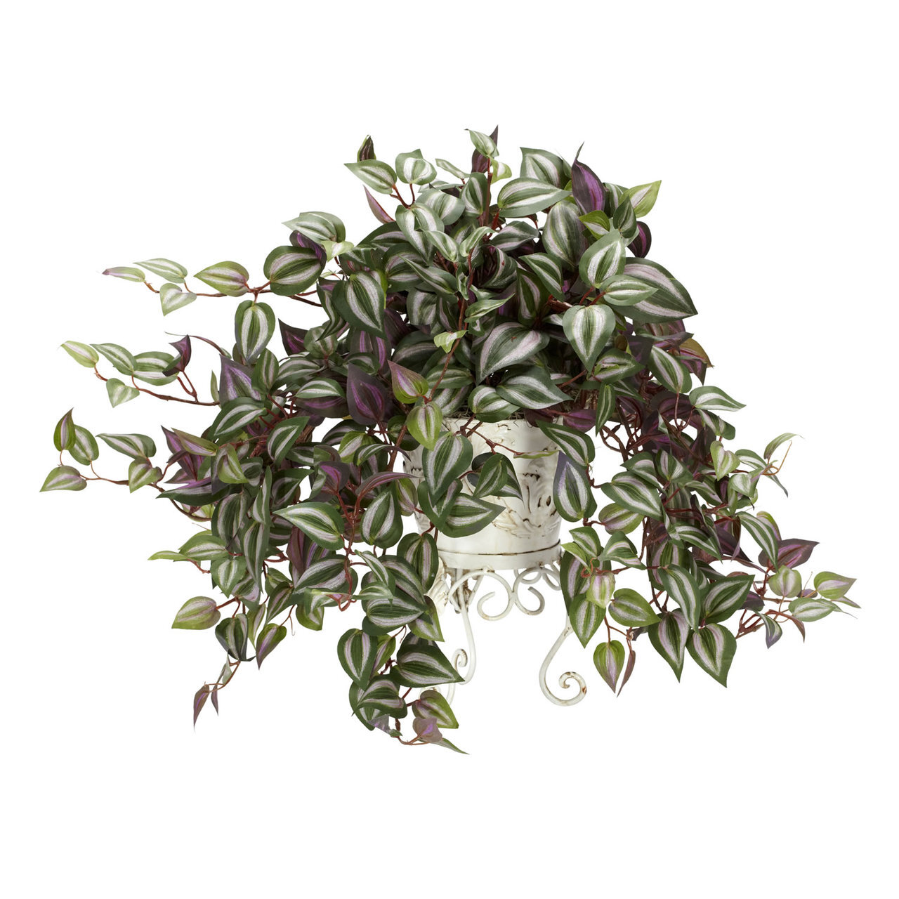 SILK WANDERING JEW IVY PLANT w/ METAL PLANTER ~ ARTIFICIAL FAKE ARRANGEMENT