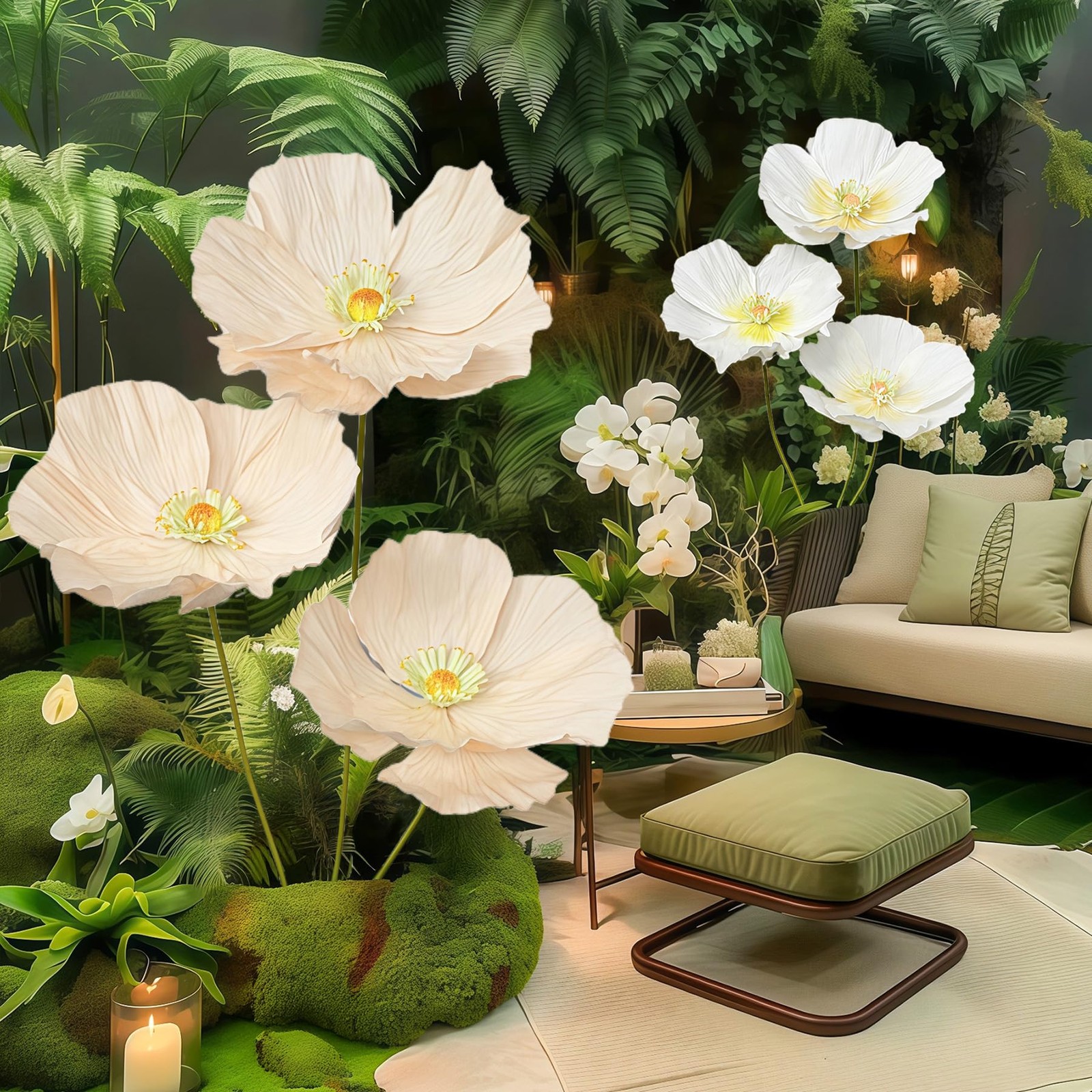 Artificial Flowers Decorations 5.58ft Fake Poppy Flower for Standing Receptio…