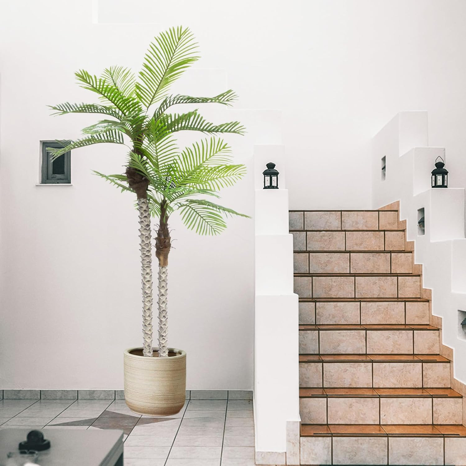 8FT Realistic Artificial Palm Tree – UV Resistant Indoor/Outdoor Decor