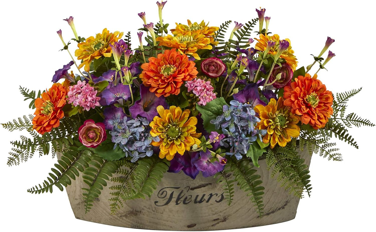 18In. Mixed Flowers Artificial Arrangement in Decorative Vase