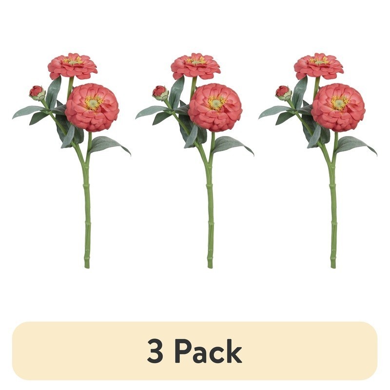 3 Pack Artificial Silk Zinnia Flowers Short Stem Indoor Decor DIY Centerpieces
