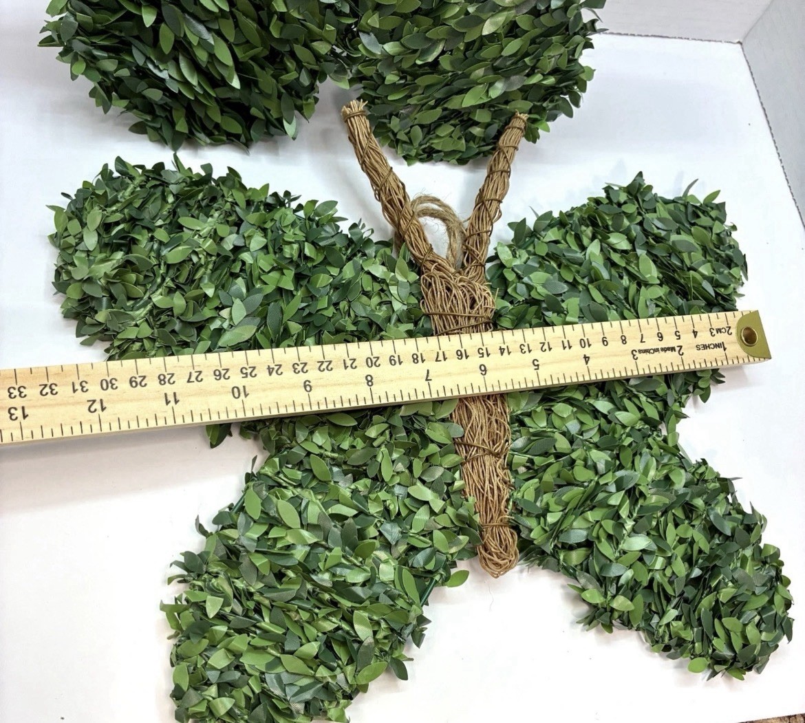 Boxwood Flower And Butterfly Artificial Greenery Wall Decor w/ Twig Accents