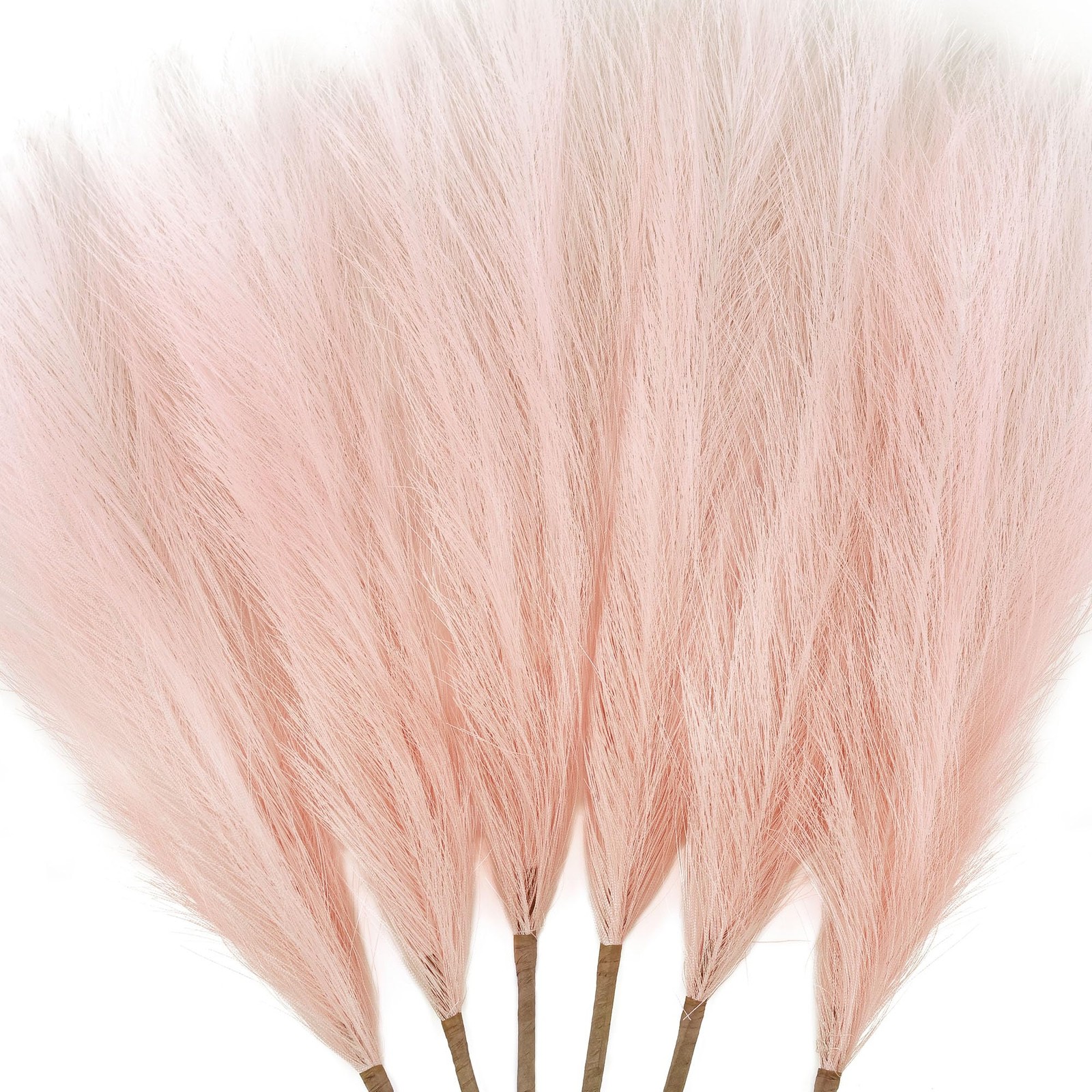 6 PCS Faux Pampas Grass Arrangement – 18″/45cm Artificial Fluffy Pompous Gras…