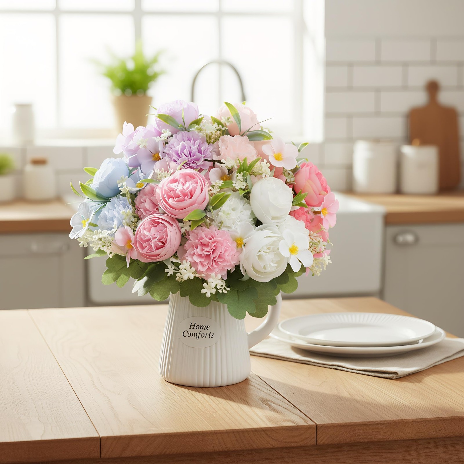 6 Color Rose Peony Artificial Flowers UV Resistant Fake Flowers for Outdoor G…