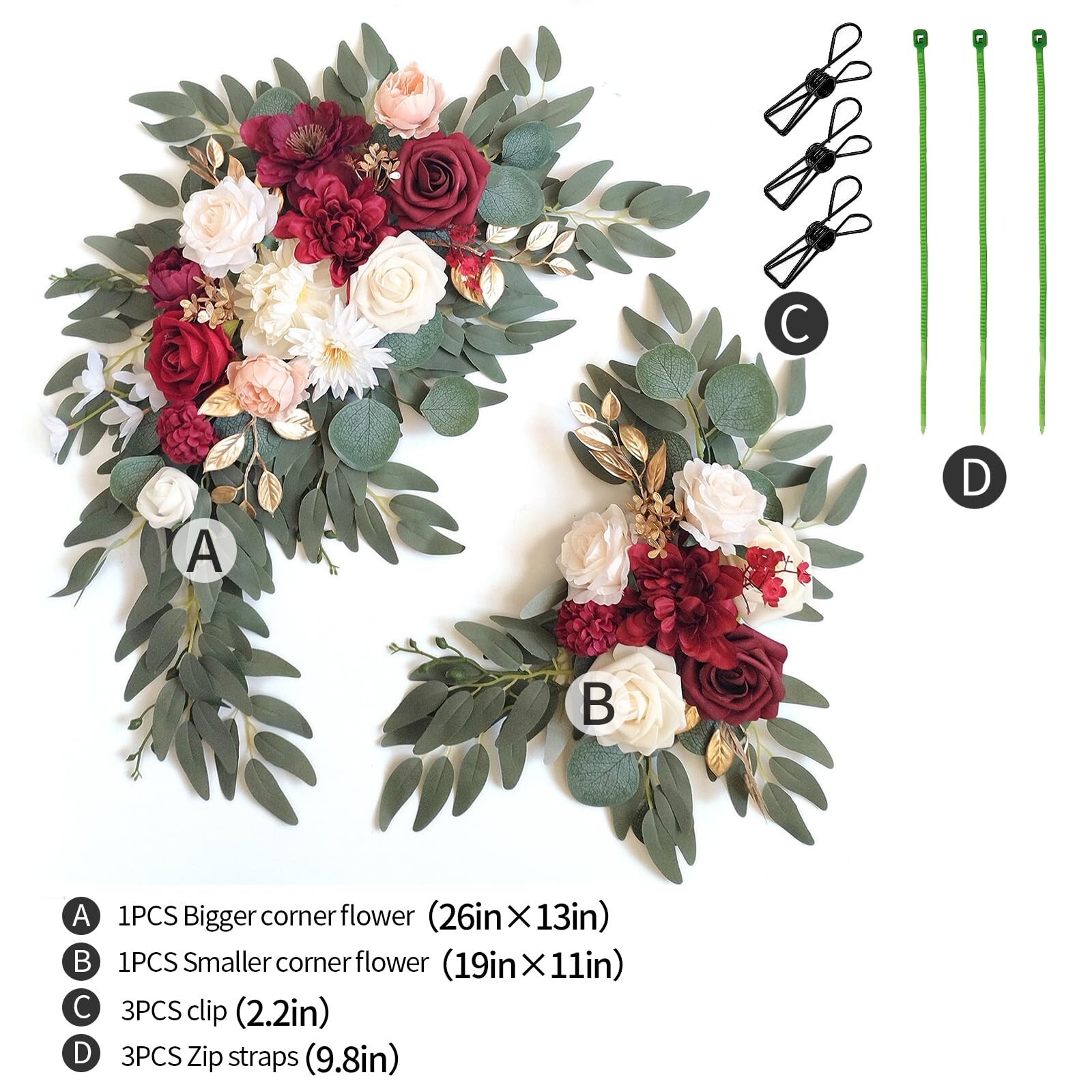 Faux Flower Swag Set of 2 for Wedding Welcome Signs Floral Swag Wedding Recep…