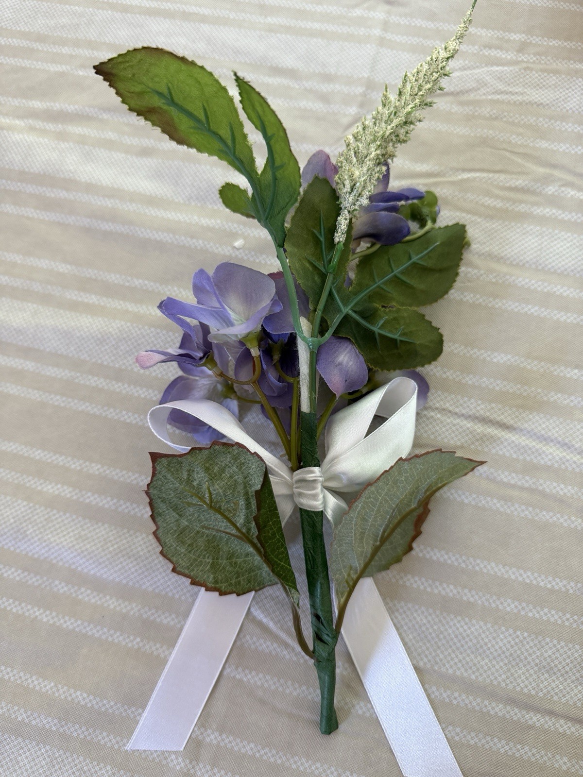 Purple Lavender Artificial Flower Flowers Bouquet Gift Wrap Decor White Ribbon
