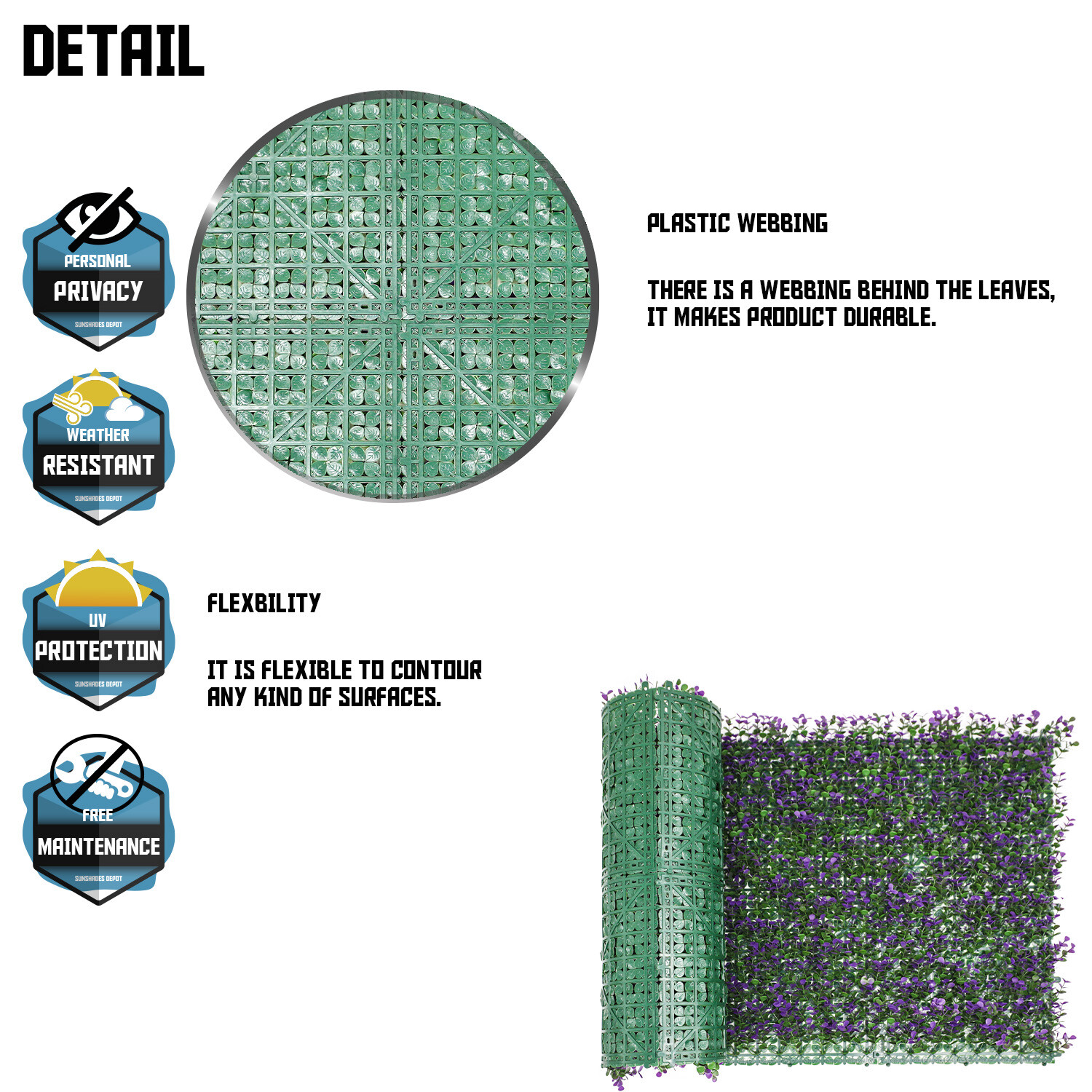 20×20″ Artificial Faux Lavender Buxus Fence Wall Decor Panel With Cover Back