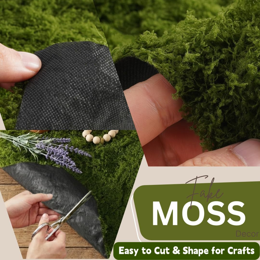 Fake Moss Mat Artificial Moss Roll – 12″ x 71″Cloud Soft Feel Moss Table Runner