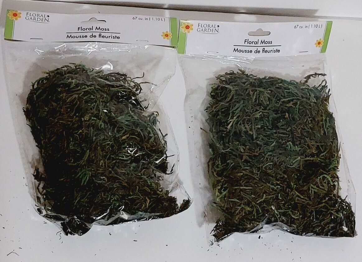 Lot of 2 Floral Garden Floral Moss 1.10 L Flower Arrangements Dioramas Village