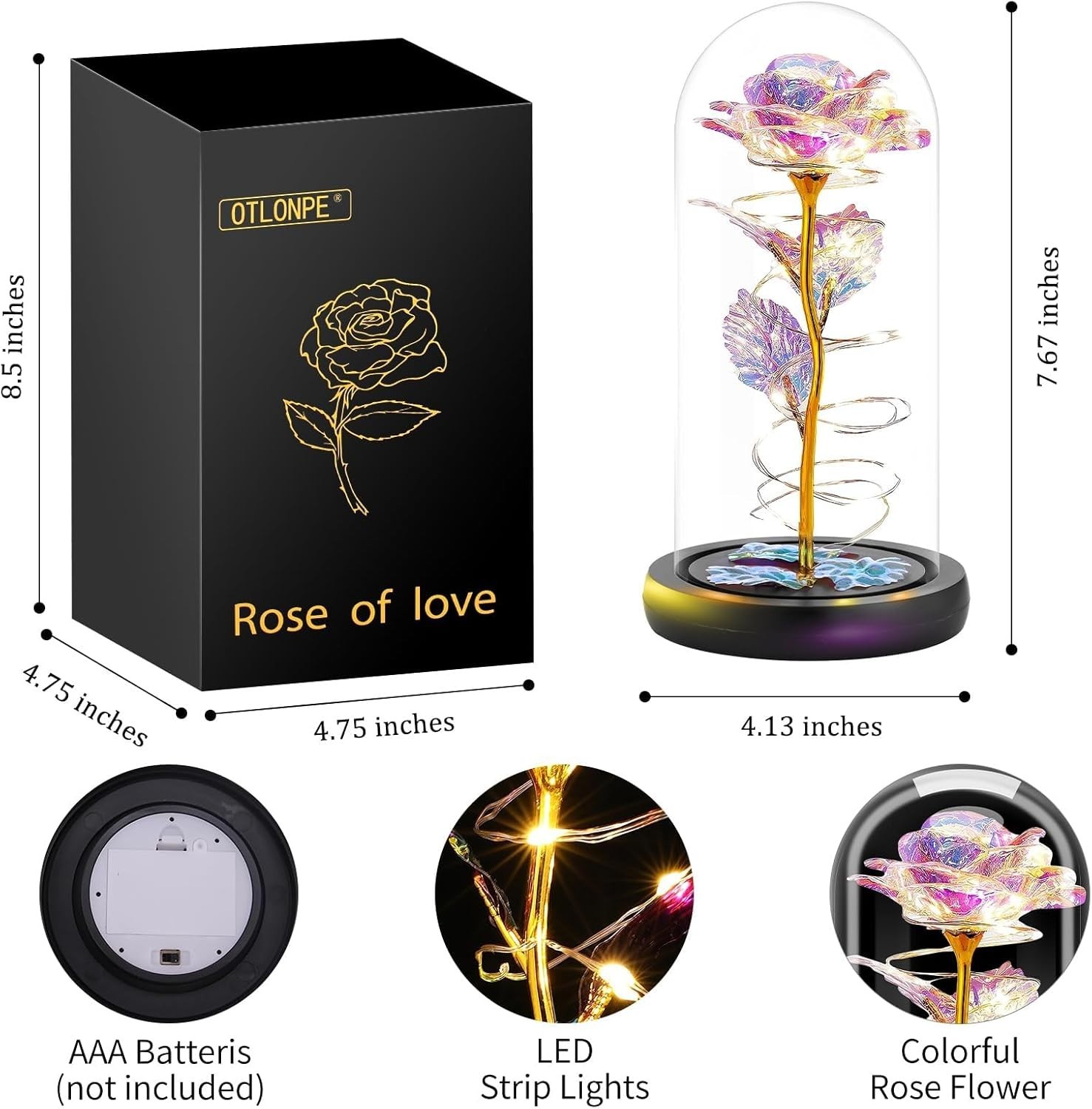 Handcrafted Colorful Glass Rose with LED – Forever Beauty for Loved Ones
