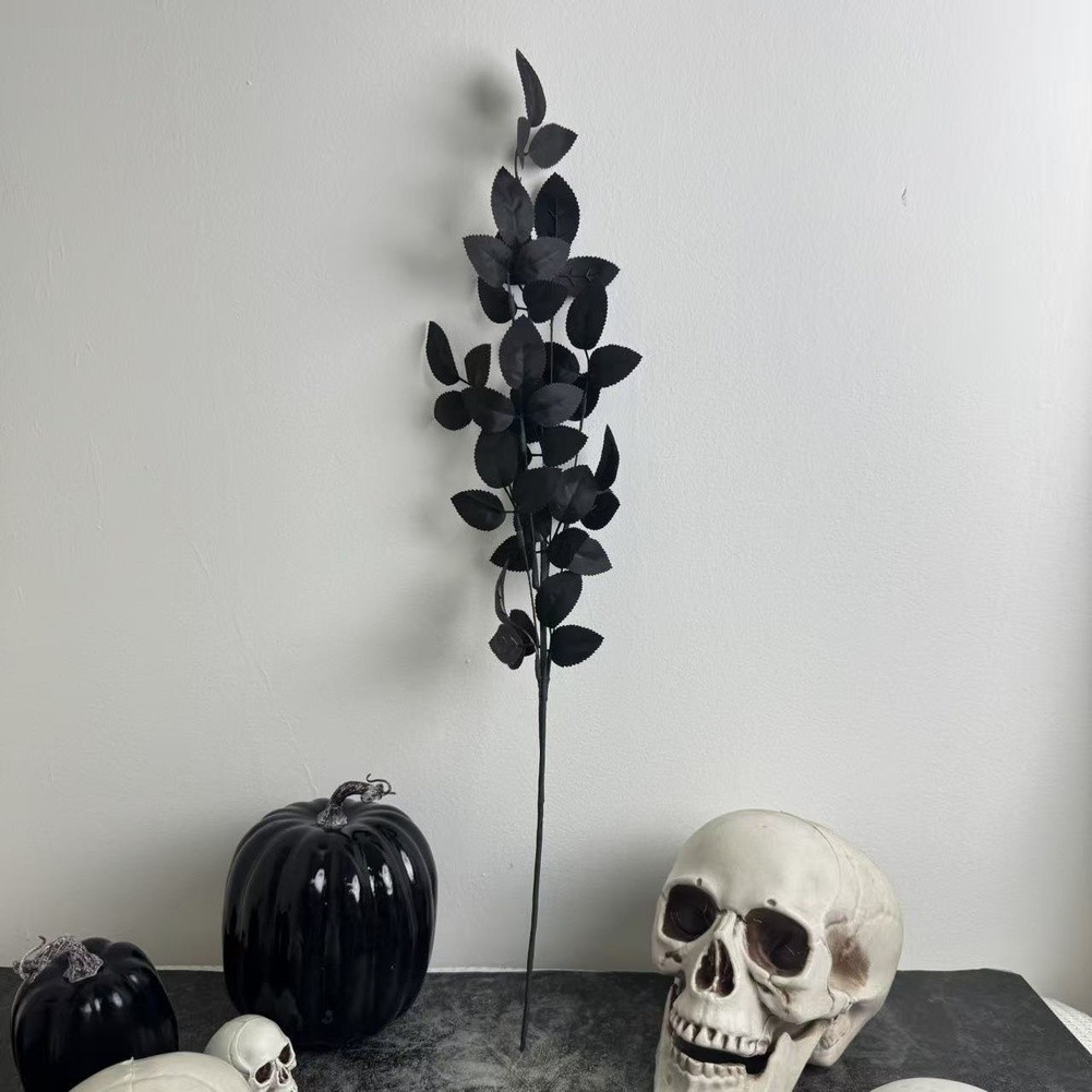 Black Artificial Leaves 70cm 75cm with Withered Branches for Halloween Styling