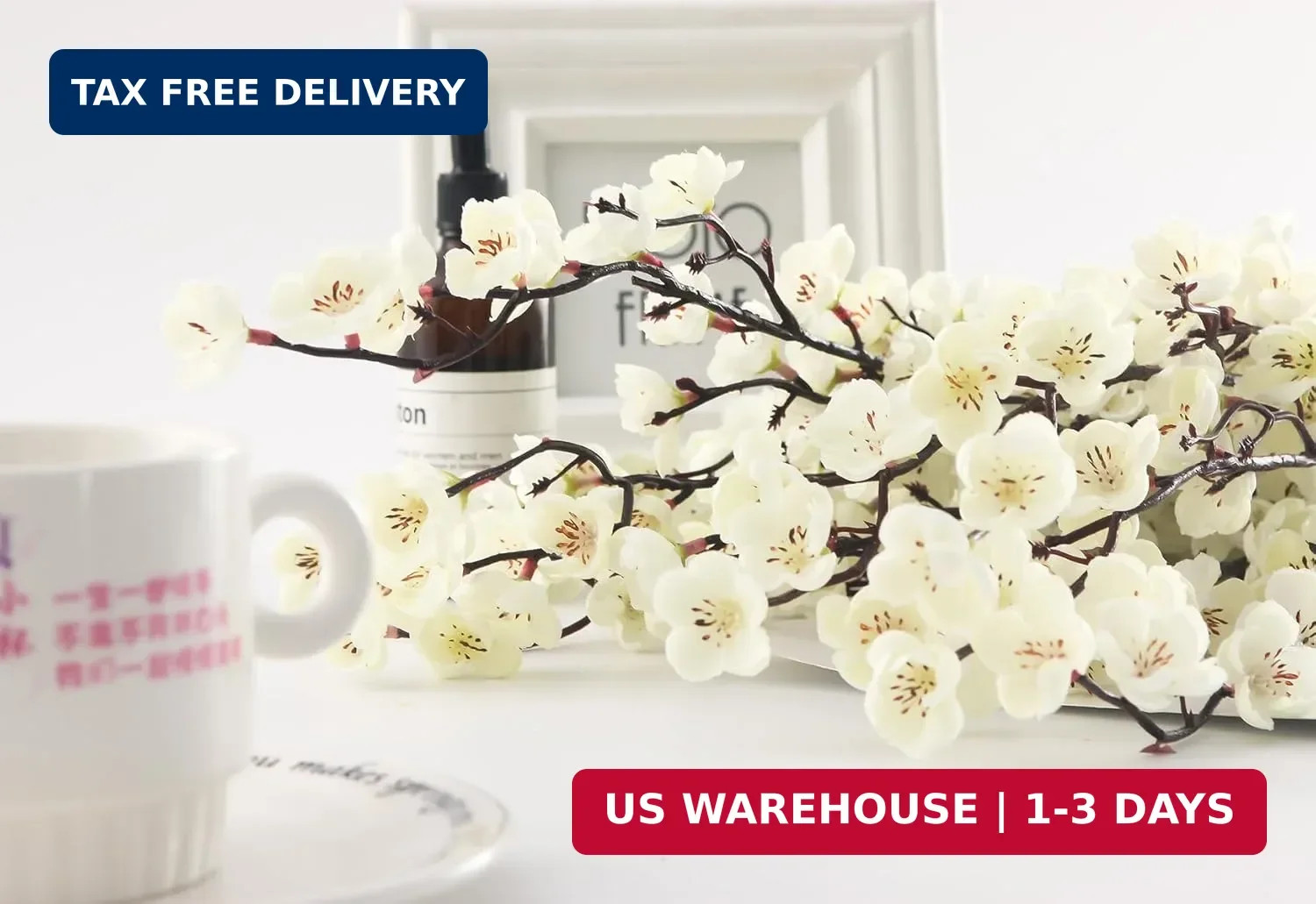 5 Pcs Artificial Plum Blossom Fake Wintersweet Long Stem Plastic Flowers Home Ho