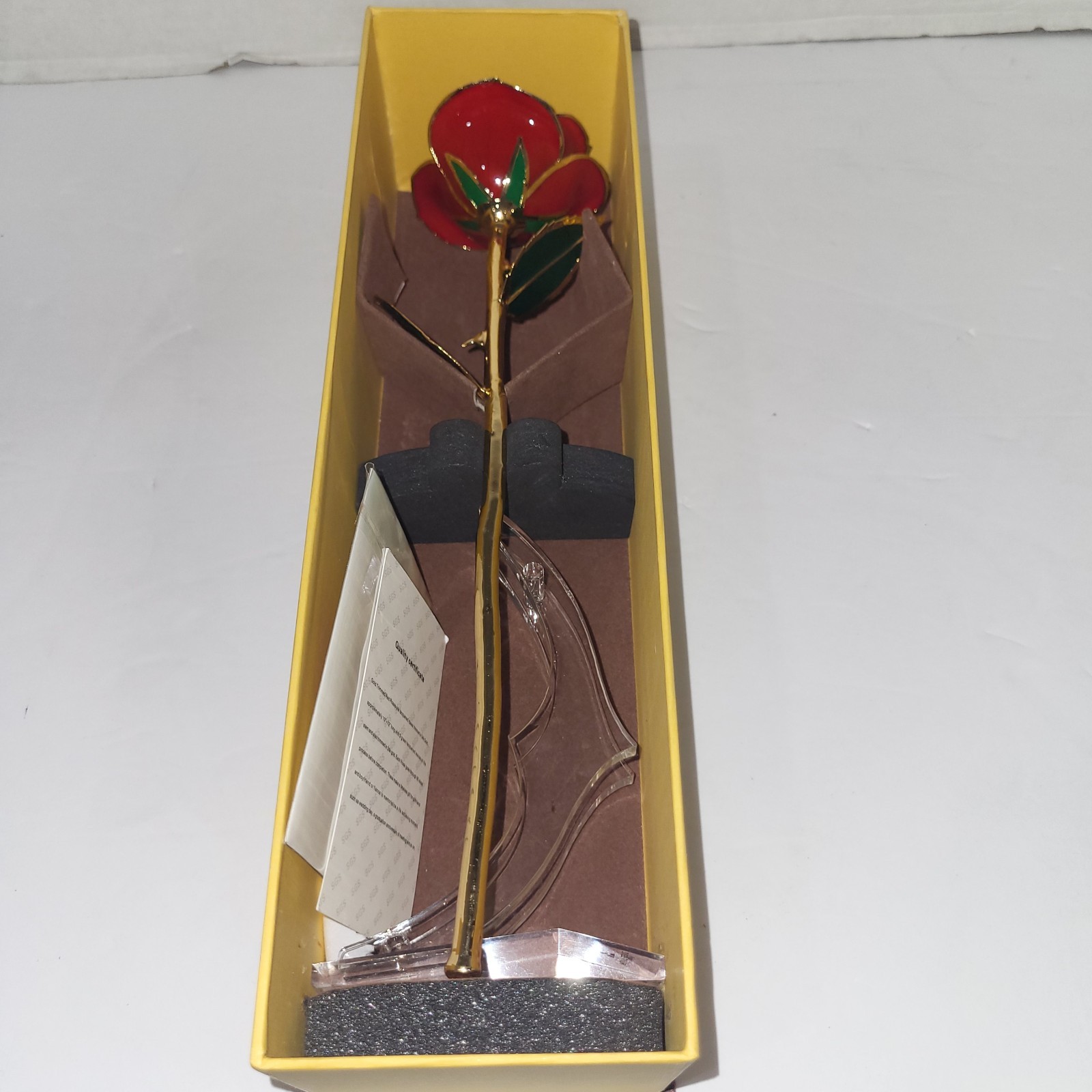 Living Gold Real Rose Dipped In 24K Gold Red Boxed Vintage With Certificate