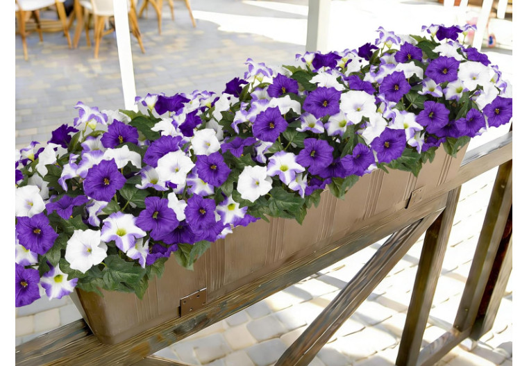 EACH Artificial Flowers for Outdoors, Faux Petunias Spring Summer Decoration(DR