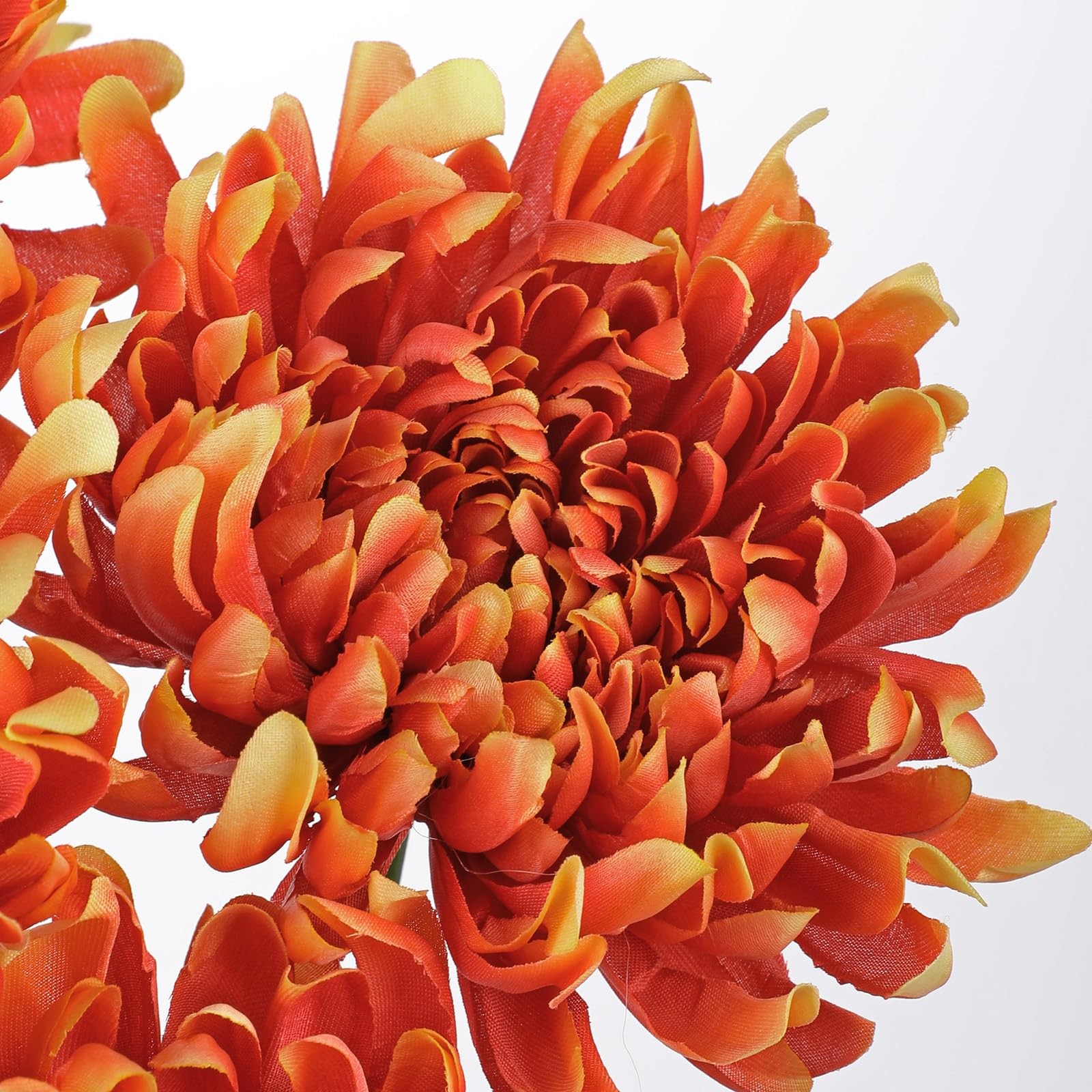 6 Pcs Deep Orange Artificial Mums for Outdoors Fall – 25.6’’ Long Stem Faux C…