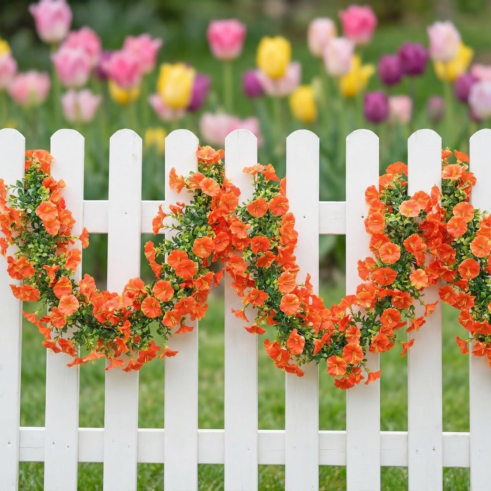2 Pack Spring Summer Flower Garland 5.9FT Artificial Morning Glory Flower Vin…