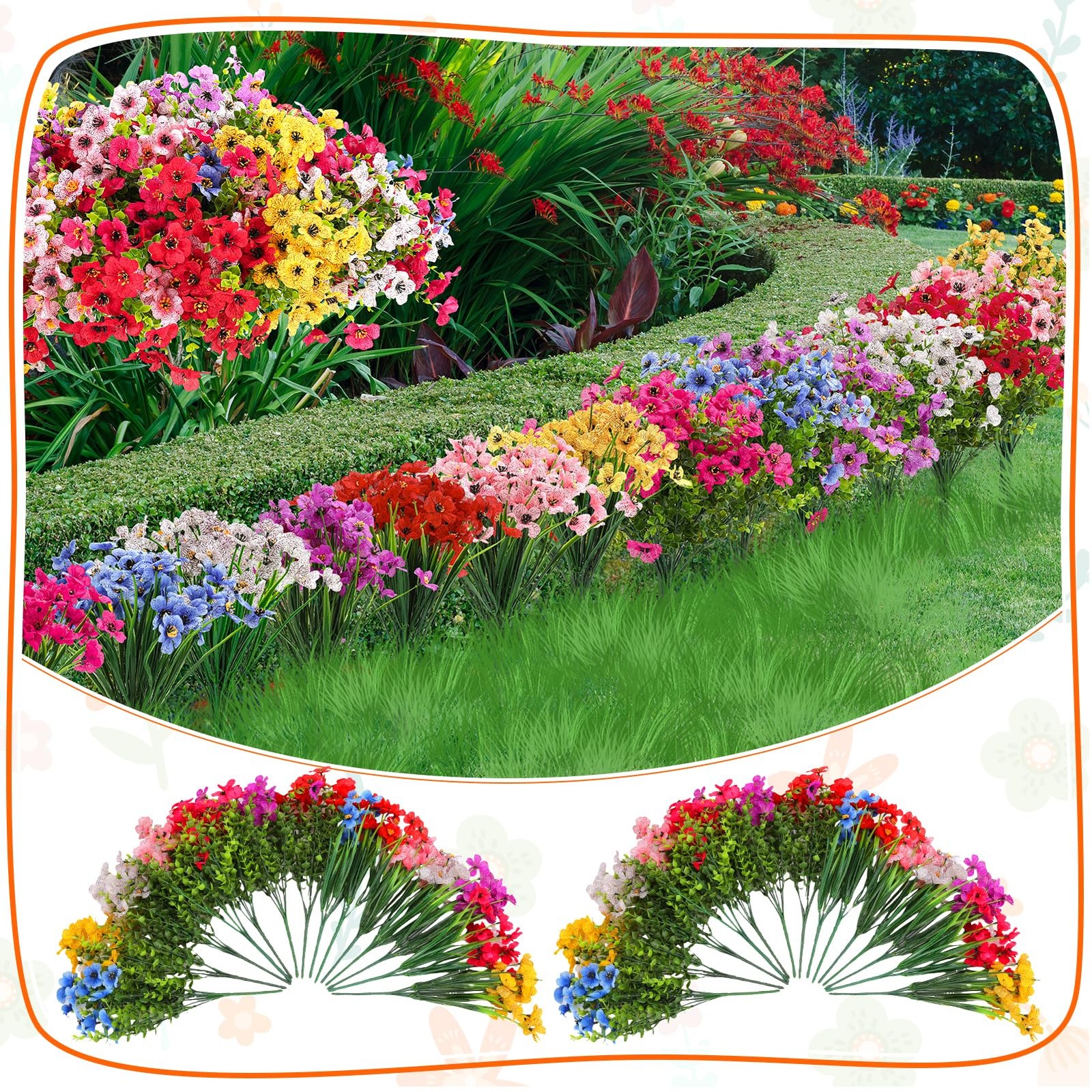 Ovveroche 56 Colorful Bundles Artificial Fake Plants Flowers for Outdoor Deco…
