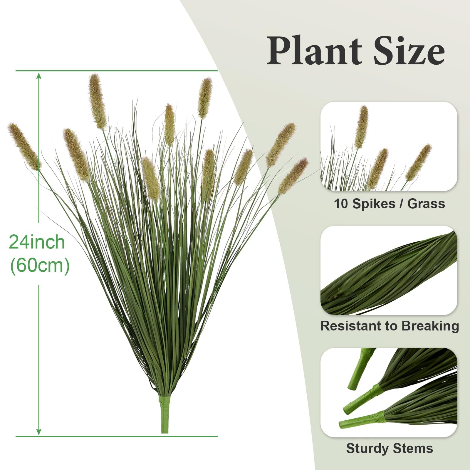24 inches Extra Lush Artificial Reed Grass (6pcs), Luxury Fake Plants with 10…