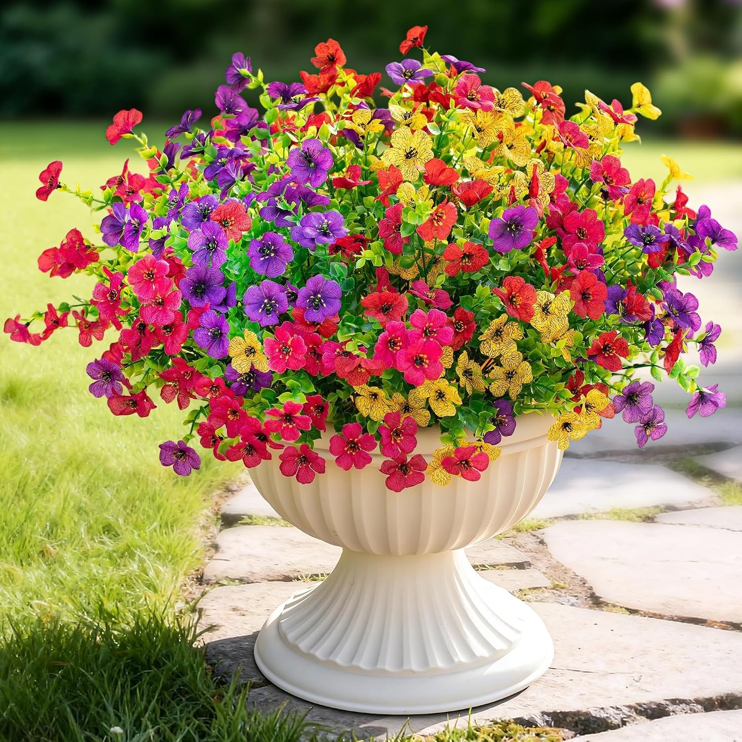 Vibrant 16-Pack Artificial Flowers – UV Protected for Stunning Garden Displays