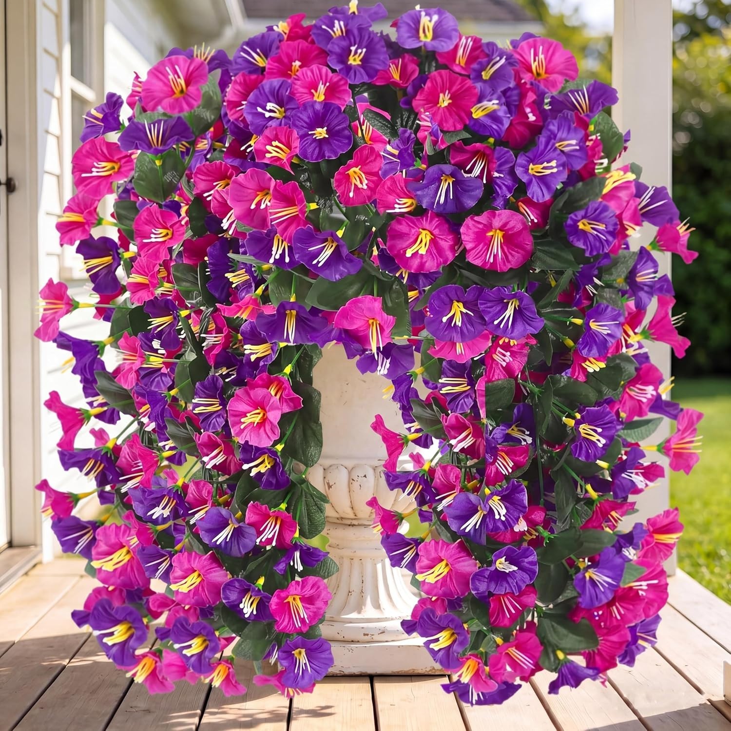 Artificial Fake Hanging Flowers Plants for Outdoor Outside Spring Summer Deco…