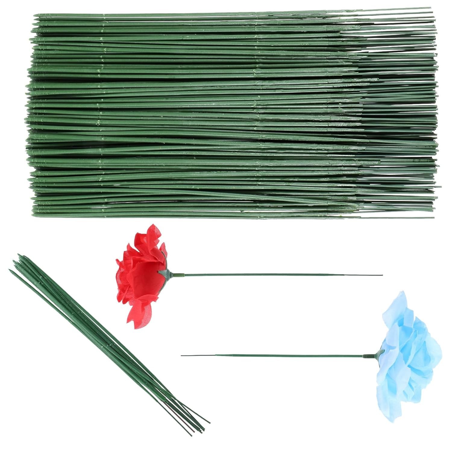 100 Pcs Floral Stem Wire Artificial Flower Rod Green Flower Stems Wire Crafting