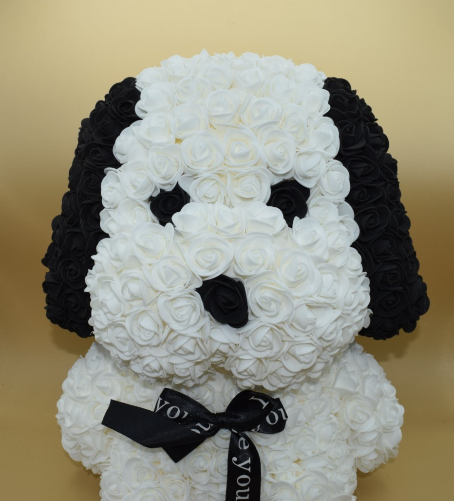 Artificial Rose Puppy Gift Valentine Birthday Anniversary Decor 14″ “I Love You”