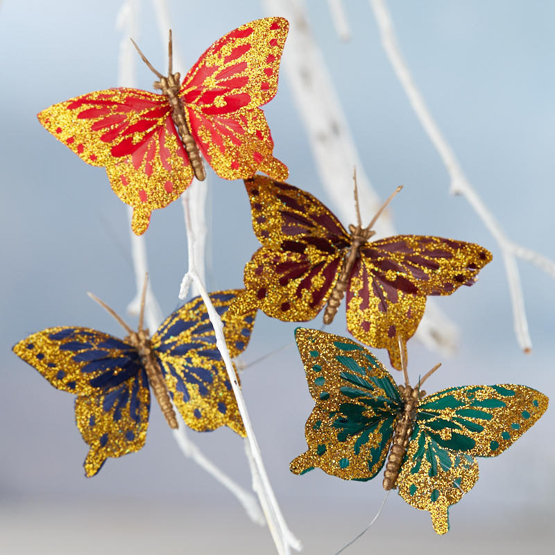 Pack of 24 Assorted Gold Glittered Artificial 2-3/4″ Monarch Butterflies
