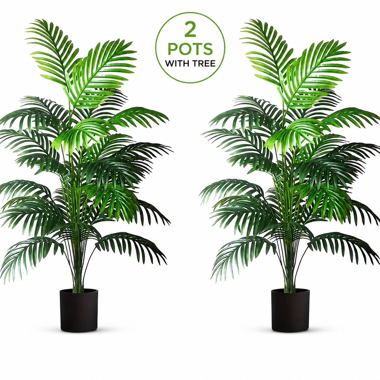 24 Leaves Areca Palm Artificial Plants Trees in Pot Plastic Green Plant Tree