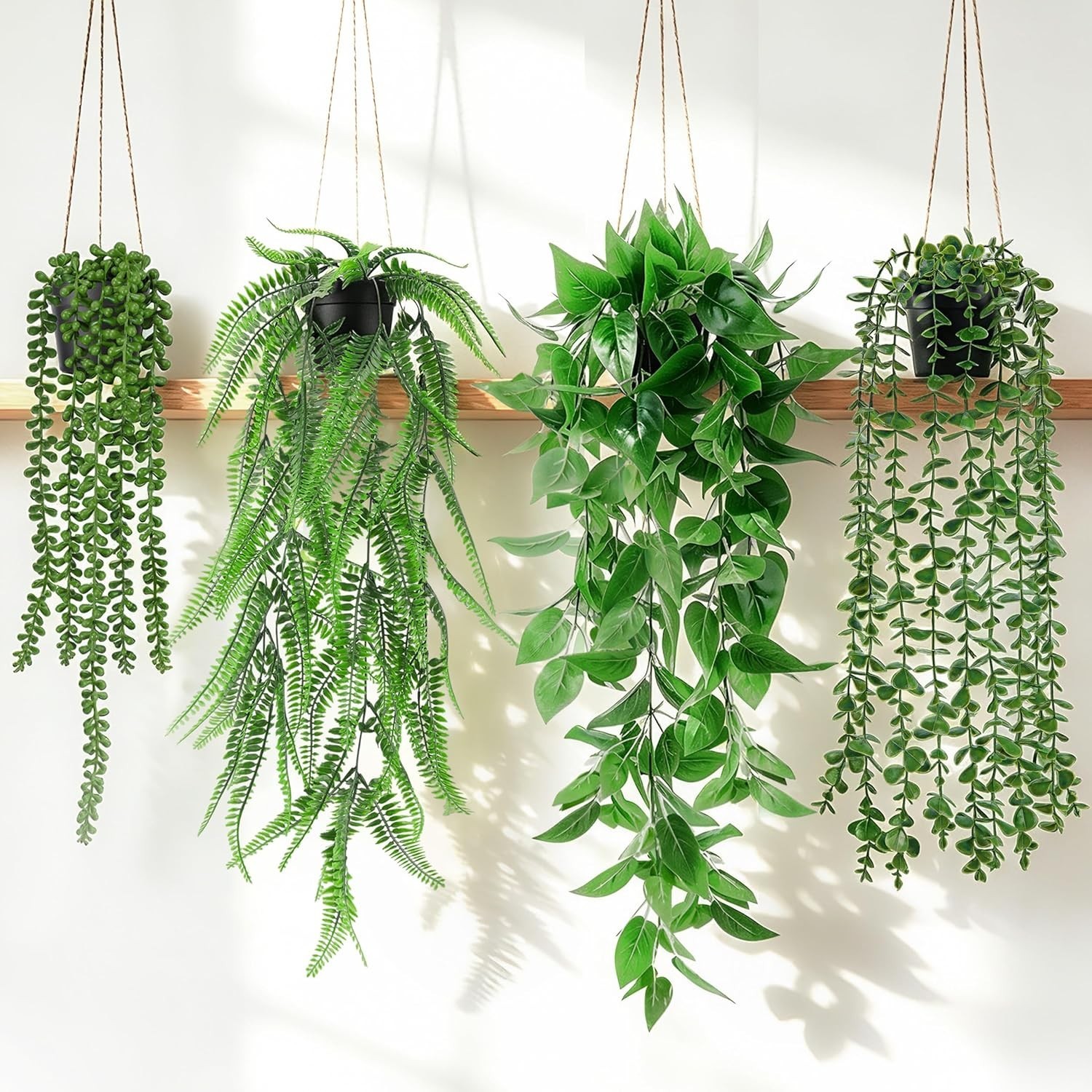 4Pcs Fake Plants Hanging Artificial Ivy Vine Faux Eucalyptus Hanging Plants, …