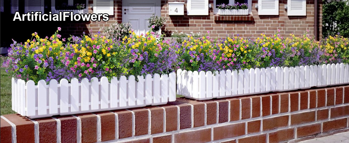 Artificial Flowers Outdoor, Faux Artificial Plants UV Resistant Plastic Flower
