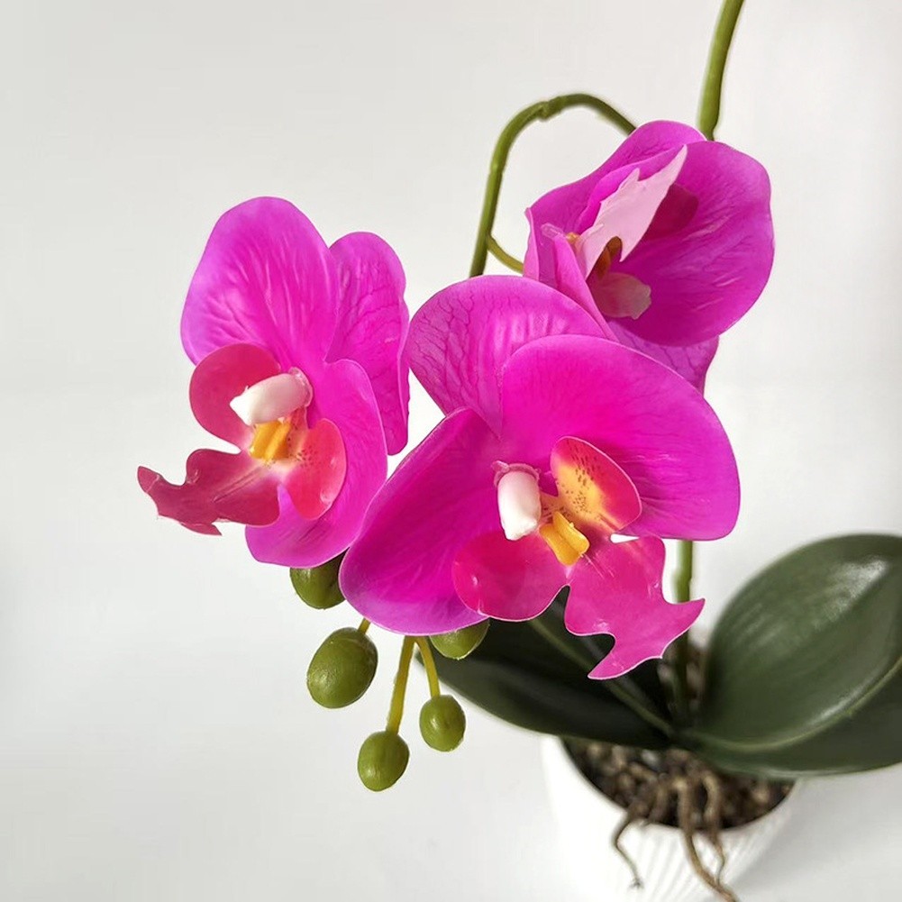 For Home Decor Fake Butterfly Orchid in Stone Pot 16.53in/42cm No Maintenance