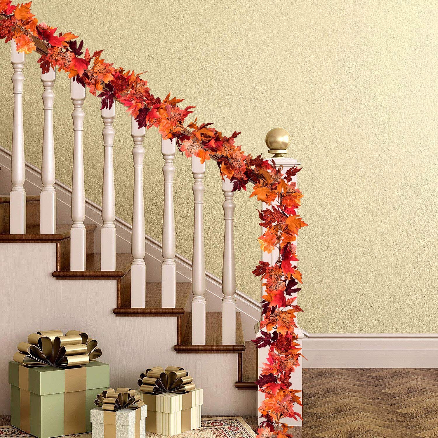 DearHouse 2 Pack Fall Garland Maple Leaf Hanging Vine Garland Artificial Autu…