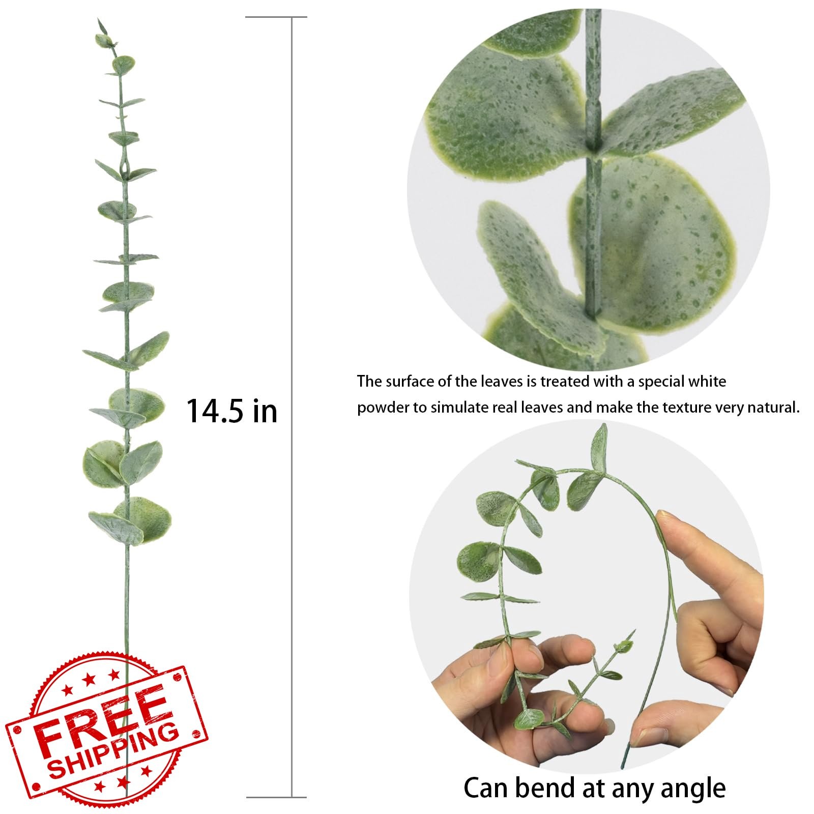 LYRWI Artificial Eucalyptus Stems 10pc Greenery Branches for Wedding Decor